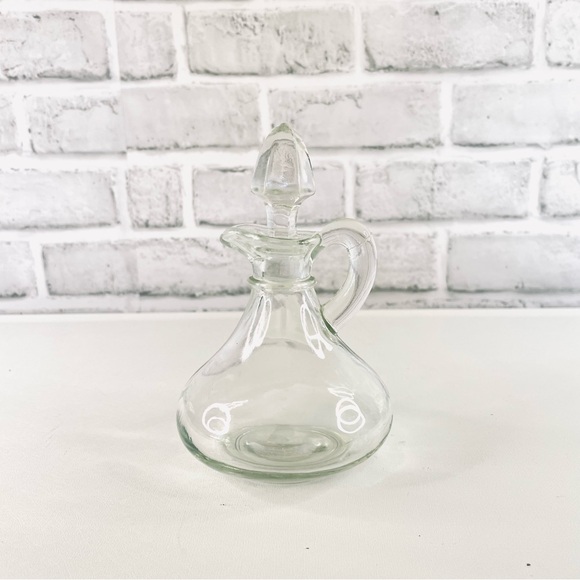 Vintage Other - Vintage Clear Glass Cruet Oil and Vinegar Etc. with Glass Stopper 5.5 Inches